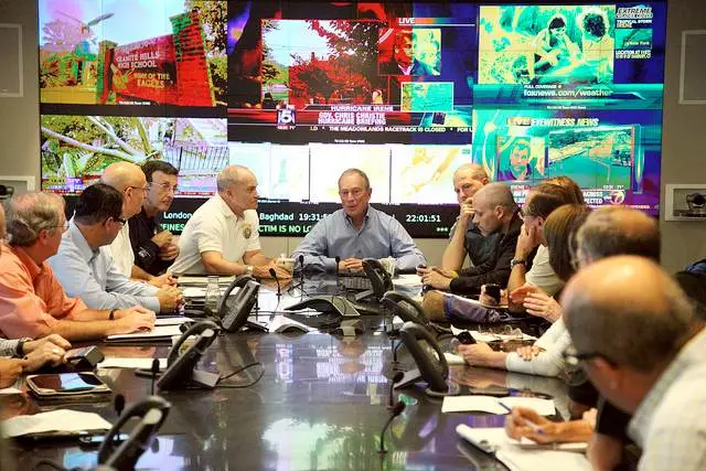 Mayor Bloomberg in the NYPD Joint Operation Center yesterday